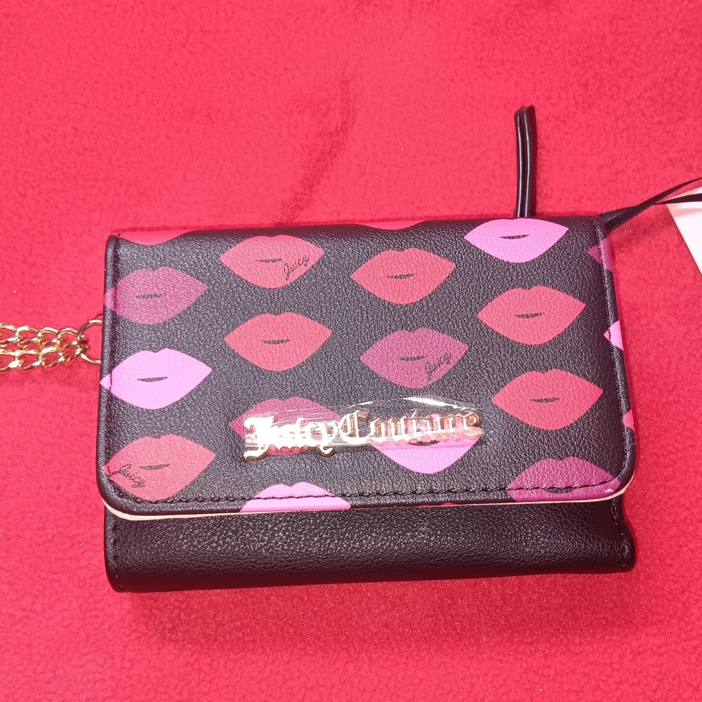 Juicy Couture Black and Pink Lip Print Women's Bag